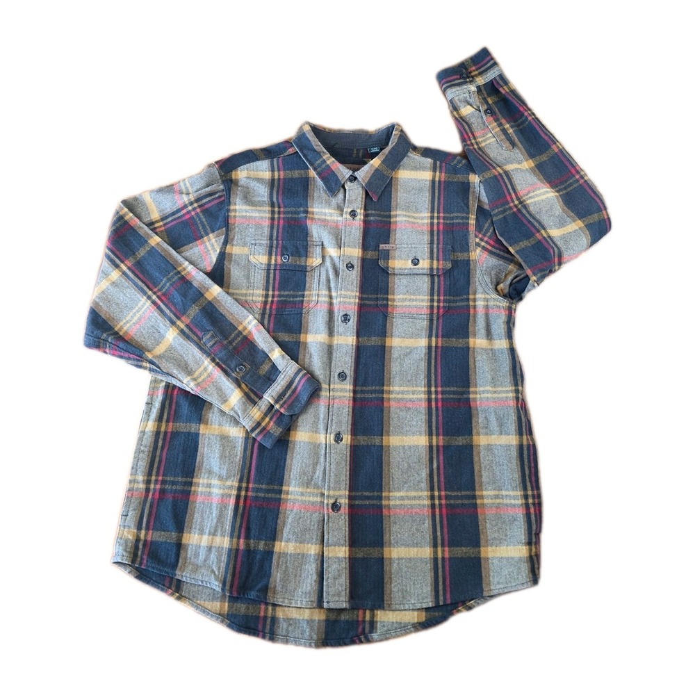 Orvis Heavy Flannel Shirt Jacket Shacket Pockets Brown Plaid Men's XL (230)